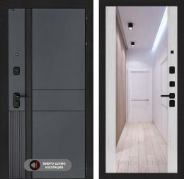 Дверь входная Лабиринт EVOLAB с зеркалом Максимум Сандал белый