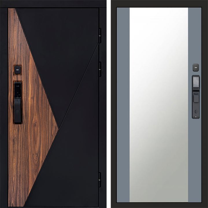 Входная дверь Termo-door МАТРИКС с электронным замком Зеркало Грей Софт