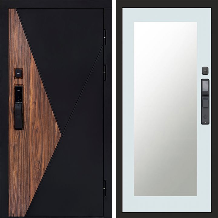 Входная дверь Termo-door МАТРИКС с электронным замком Зеркало Триумф Белый Софт