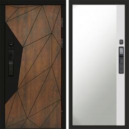 Входная дверь Termo-door ГЕОМЕТРИЯ с электронным замком Широкое Зеркало Фацет Белый Софт