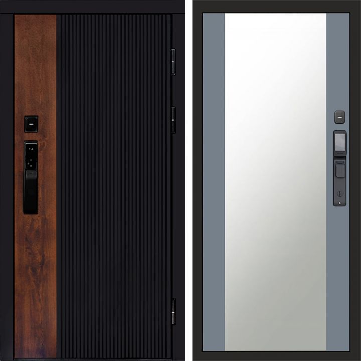 Входная дверь Termo-door ПРЕСТИЖ с электронным замком Зеркало Грей Софт