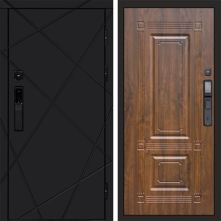Входная дверь Termo-door ЛУЧИ BLACK с электронным замком Мадрид Дуб