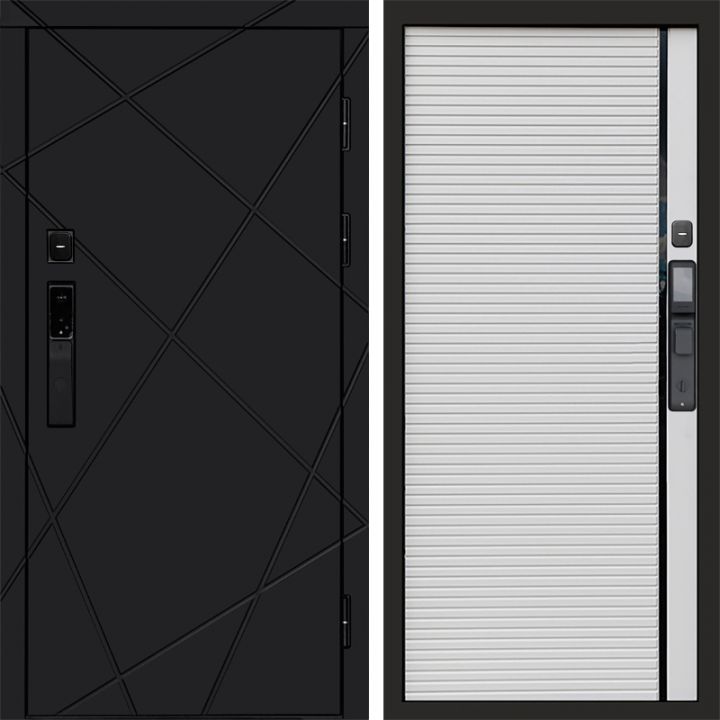 Входная дверь Termo-door ЛУЧИ BLACK с электронным замком Porte white