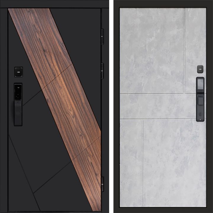 Входная дверь Termo-door НОВА с электронным замком Горизонт бетон светлый