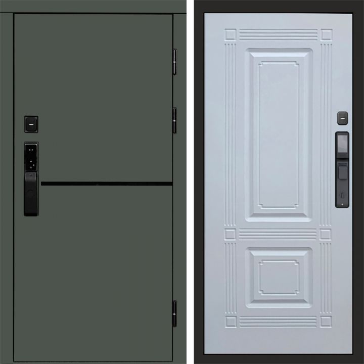 Входная дверь Termo-door ТРЕНД GREEN с электронным замком Мадрид Белый Софт