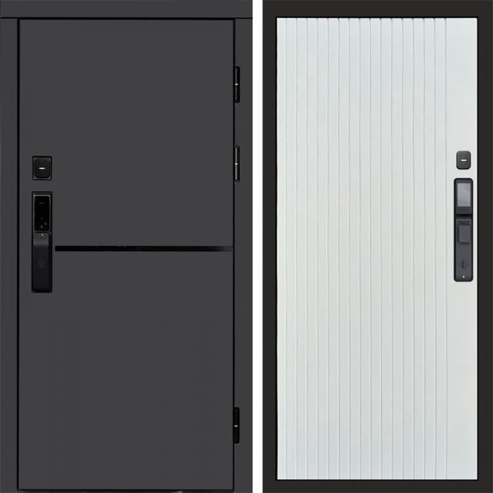 Входная дверь Termo-door ТРЕНД ГРАФИТ с электронным замком FLAT Белый Софт