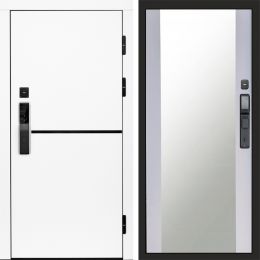 Входная дверь Termo-door ТРЕНД WHITE с электронным замком Зеркало белый софт
