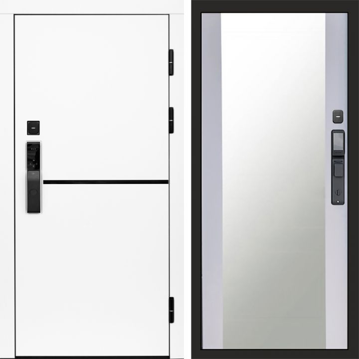 Входная дверь Termo-door ТРЕНД WHITE с электронным замком Зеркало белый софт
