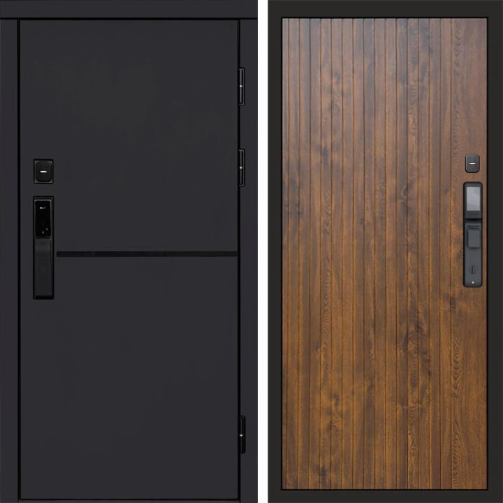 Входная дверь Termo-door ТРЕНД BLACK с электронным замком FLAT Дуб