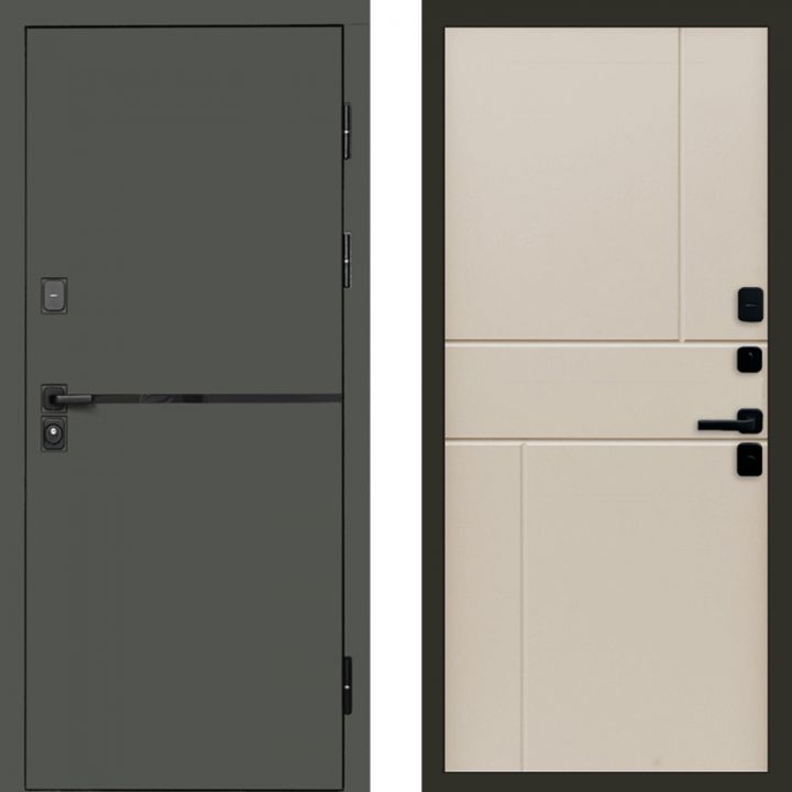 Входная дверь Termo-door Тренд Грин Горизонт Слоновая Кость