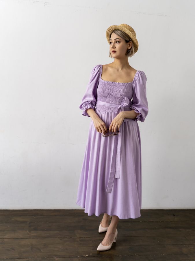 Платье Vento двустороннее льняное в цвете лаванды