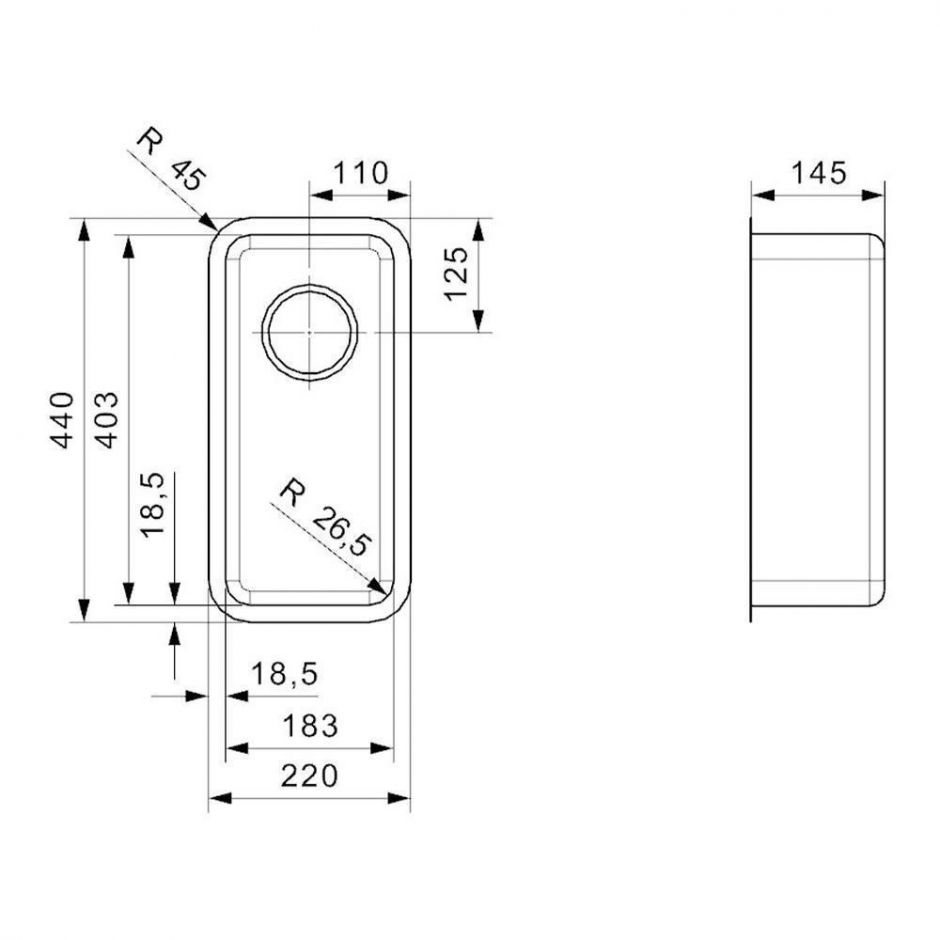 Малая мойка Reginox ELITE Ohio L 18х40 Small 22х44 см ФОТО