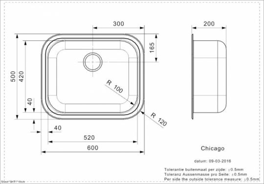 Мойка Reginox ELEGANCE Chicago R 60х50 см схема 2