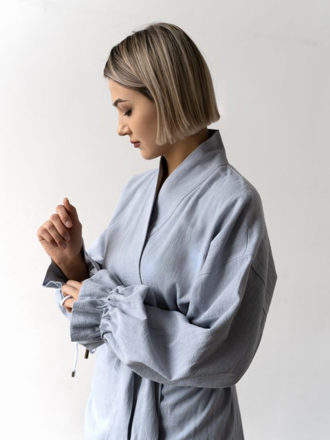 Кимоно из крапивы серо-голубое