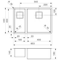 Мойка Reginox ELITE Texas L 40x40+18x40 5х44 см схема 2