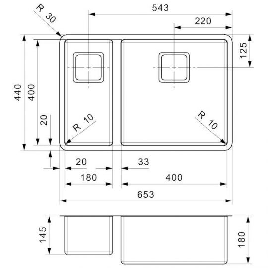Мойка Reginox ELITE Texas L 40x40+18x40 5х44 см схема 2