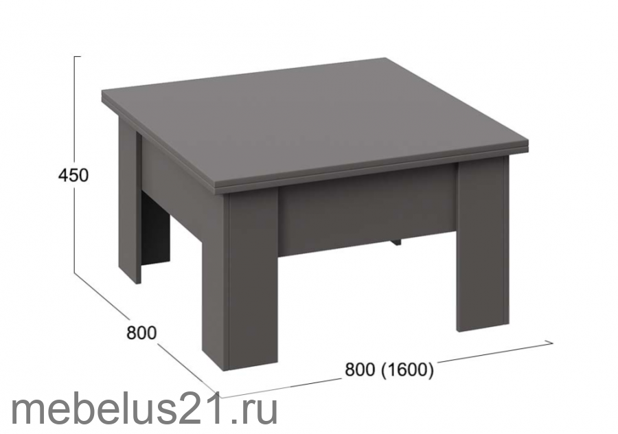 Стол журнальный тип 10 Графит Серый