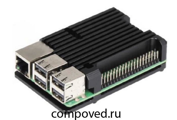 Корпус для одноплатного компьютера ACD Black Metal Aluminum Case for Raspberry Pi 4B (RA505)