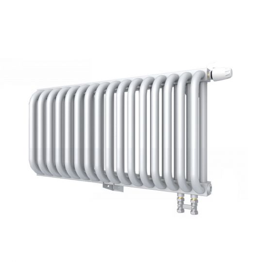 Низкий двухрядный радиатор с квадратным коллектором КЗТО РС с нижним правым подключением 2-300 1/2 схема 4