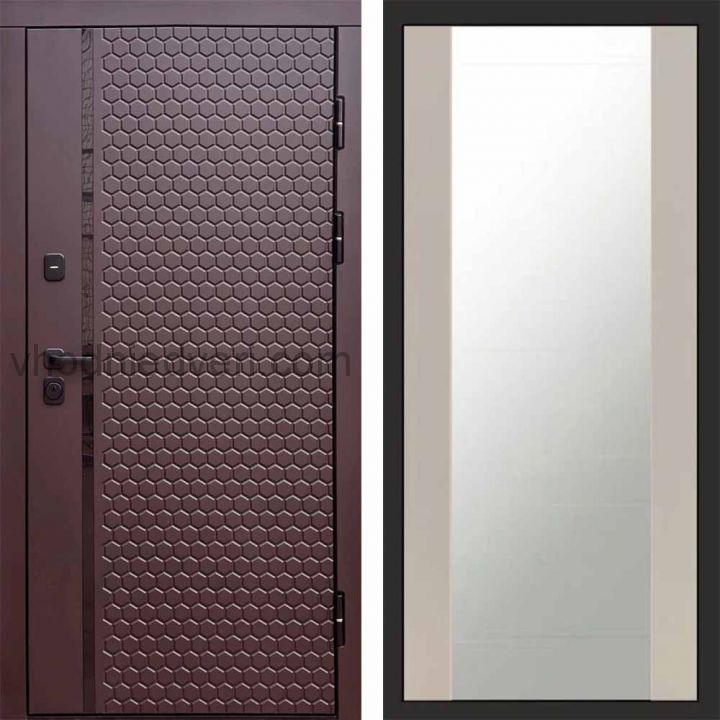 Входная дверь Termo-door Simple Шоколад - Зеркало Слоновая кость