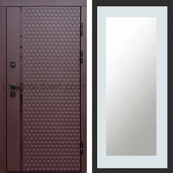Входная дверь Termo-door Simple Шоколад - Зеркало триумф Белый софт