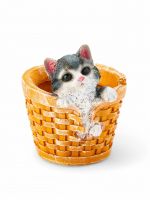 Фигурное кашпо "Котенок в круглой корзине" 20х18см