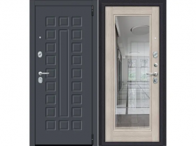 Входная Дверь el’PORTA (Portika) Porta R-3 4/П61 Graphite Pro/Cappuccino Veralinga с Зеркалом 2 Замка с Ночной Задвижкой 880х2050мм Левое Открывание / Портика 0318-0125.
