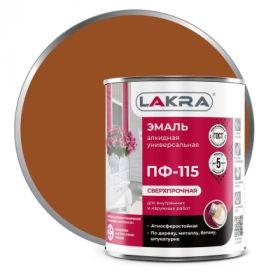 Эмаль ПФ-115 Lakra 1кг Коричневая, Атмосферостойкая, Алкидная, Сверхпрочная / Лакра.