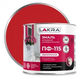 Эмаль ПФ-115 Lakra 2кг Красная, Атмосферостойкая, Алкидная, Сверхпрочная / Лакра.