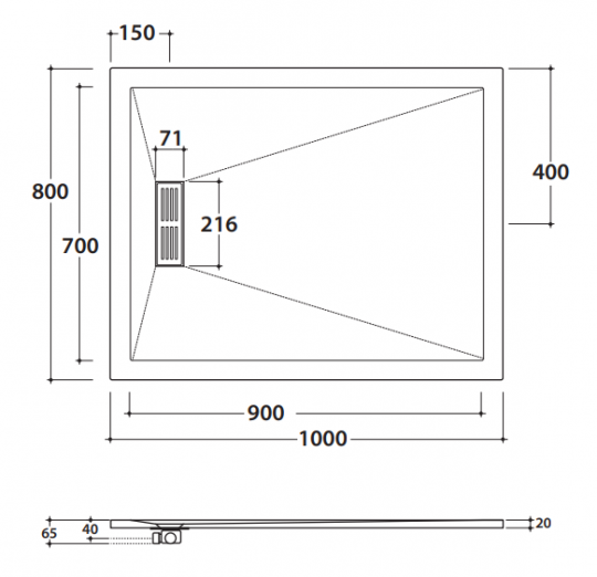 Globo душевой поддон DP210080 80х100 схема 2