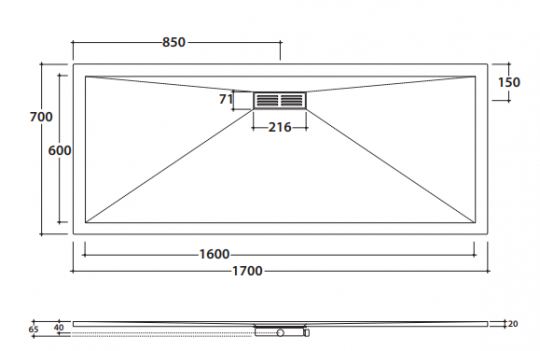 Globo душевой поддон DP217070 70х170 схема 2