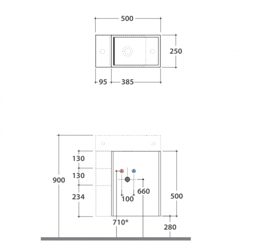 Подвесная тумба Globo Plain OP015P 50x25 схема 2