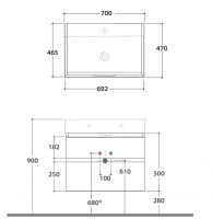 Тумба под раковину Globo Plain OP021P 70x47 схема 2