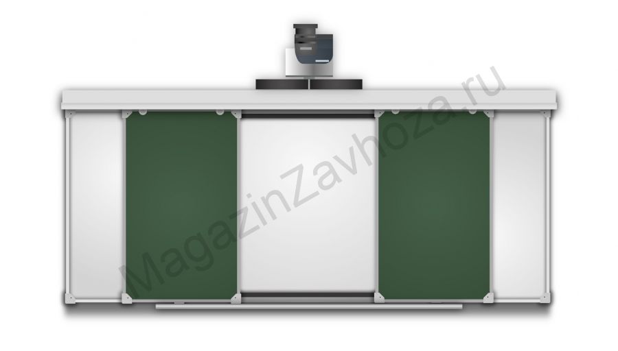 Рельсовая система для интерактивной панели или доски 3000x1000(1500x1000) комби (боковые: мел, центр: маркер)