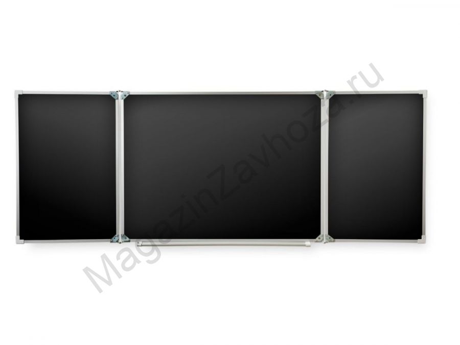 Трёхэлементная магнитная полимерная школьная доска 3600х1200 чёрная