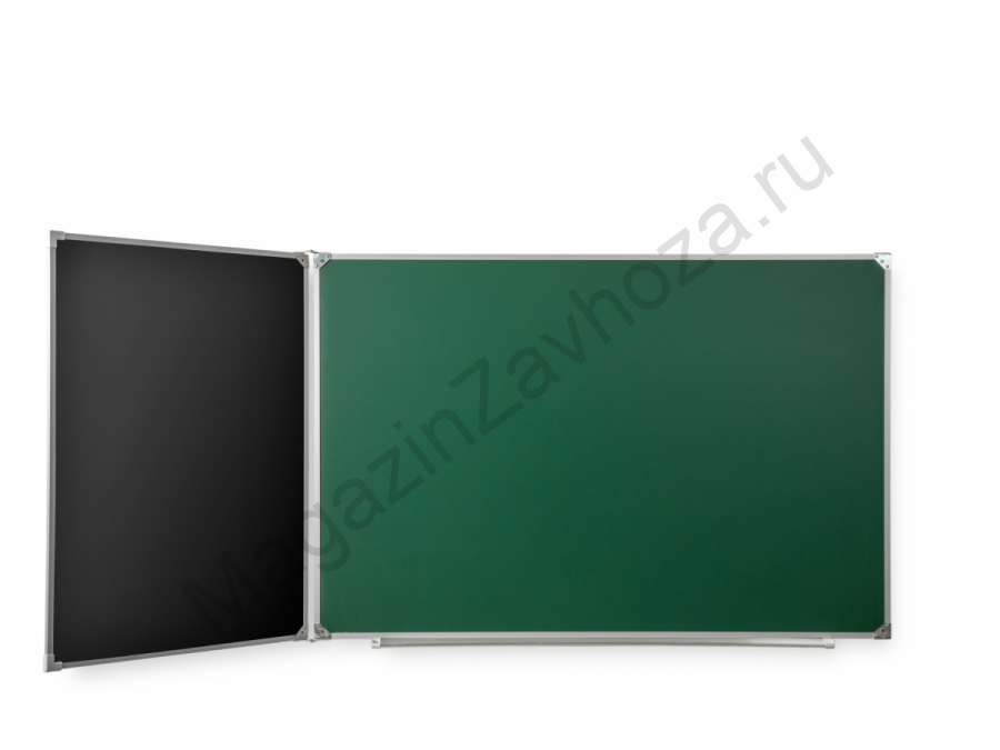 Двухэлементная(Л) магнитная полимерная школьная доска 2250х1000 комбинированная(зеленый/черный)