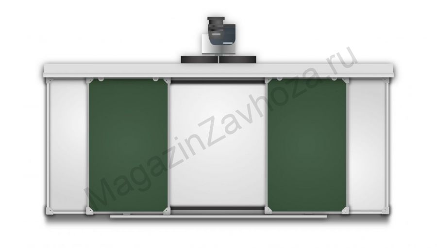 Интерактивный рельсовый комплект 4000*1500 мм с интерактивной доской 83" (комби зеленый/белый)