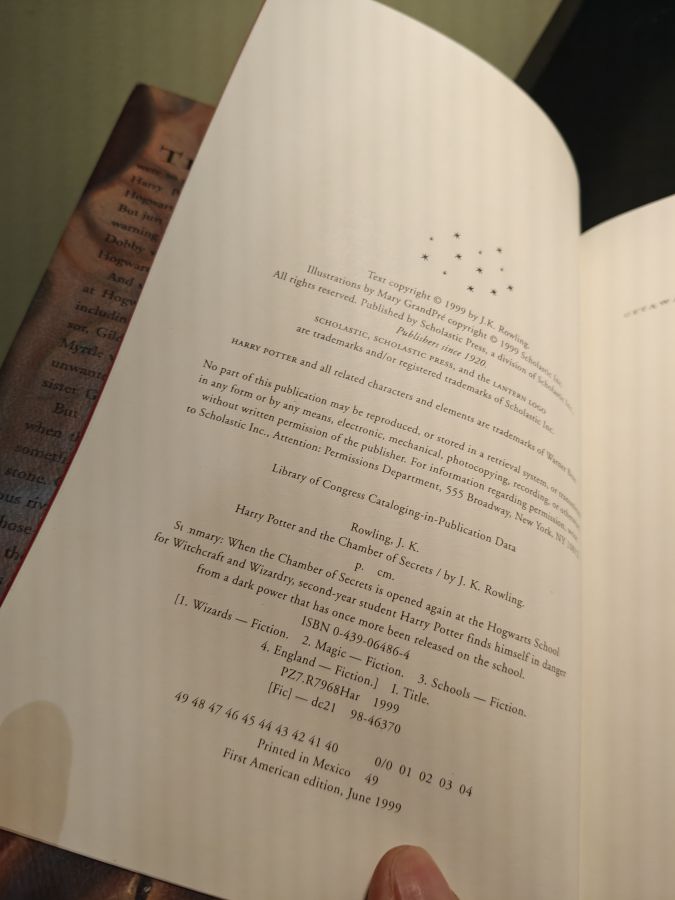 Harry Potter and the chamber of secrets американское издание тираж 49