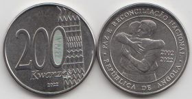 Ангола 200 кванз "20 лет миру и национальному примирению" 2022 год UNC