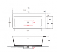 Прямоугольная Ванна Globo Irene KOIB134 165x75 см схема 2 Прямоугольная Ванна Globo Irene KOIB134 165x75 см схема 2