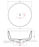 Круглая Ванна Globo Koi KOIBR127 127,1x127,1 см схема 2
