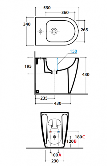 Напольное биде Globo Mode ME009 схема 2