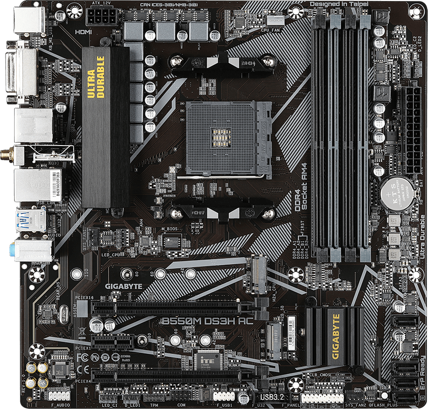 Материнская плата Gigabyte B550M DS3H AC (rev. 1.0/1.1/1.2/1.3)