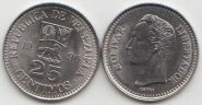 Венесуэла 25 сентимо 1990 год UNC