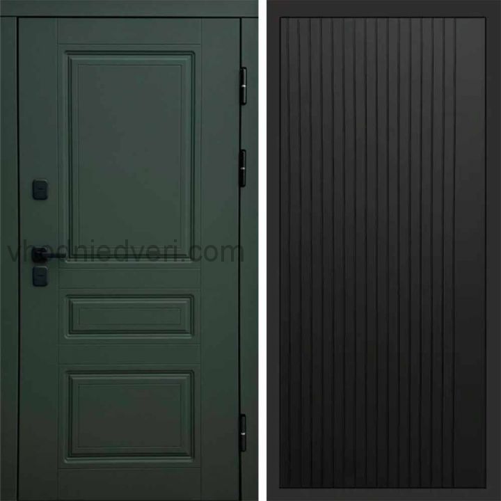 Входная дверь Termo-door Премиум винорит Орегон Грин с терморазрывом - FLAT Черный кварц