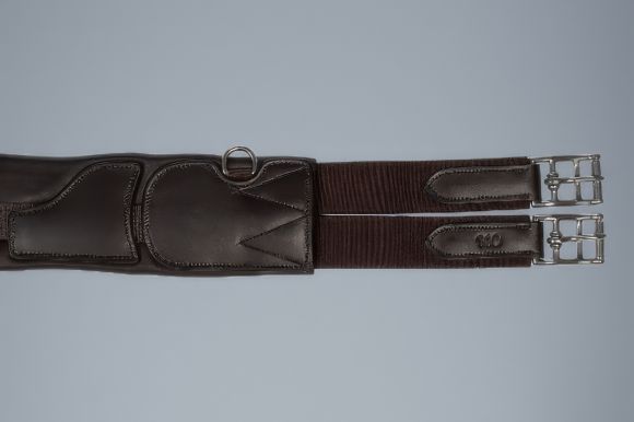 Кожаная подпруга -Premium- HKM. Усиленная. Анатомическая. 2 резинки.