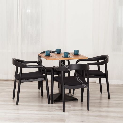 Стул BALDUR дерево вяз/ткань лен, черный/черный лен, 49х52х76,5 см