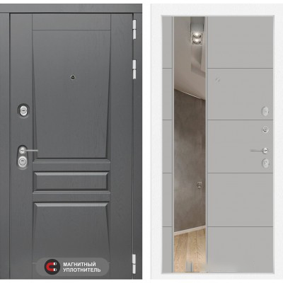 Входная дверь Лабиринт PLATINUM - Зеркало 19 Грей софт