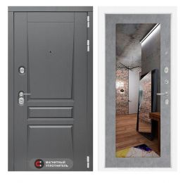 Входная дверь Лабиринт PLATINUM - Зеркало 18 Бетон светлый