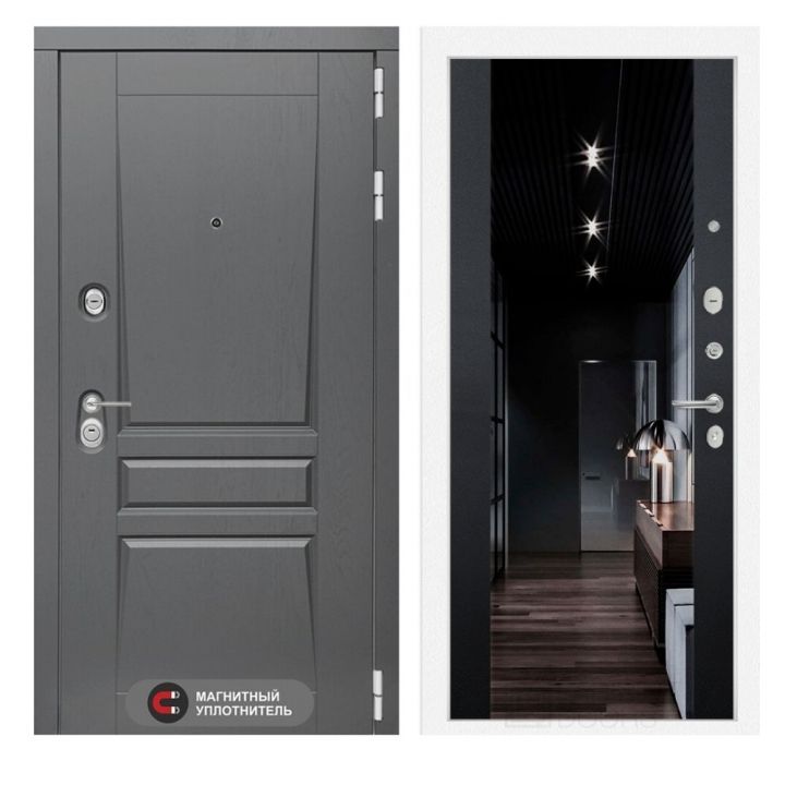 Входная дверь Лабиринт PLATINUM - Зеркало максимум с тонировкой Черный кварц